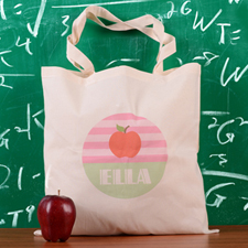 Pink Stripe Apple Personalised School Tote Bag