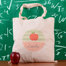 Teal Stripe Apple Personalised School Tote Bag