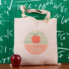 Peacock Stripe Apple Personalised School Tote Bag