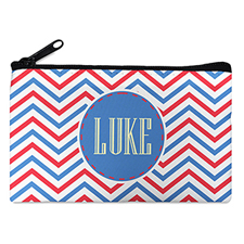 Navy Red Chevron Personalised Cosmetic Bag