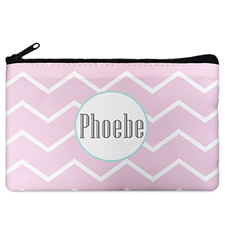 Pink Chevron Turquoise Frame Personalised Cosmetic Bag