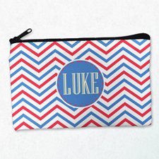 Navy Red Chevron Personalised Cosmetic Bag