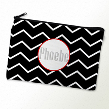Black Chevron Red Frame Personalised Cosmetic Bag