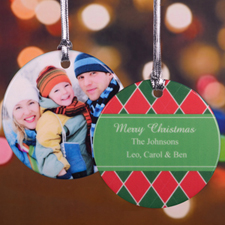 Red Green Christmas Personalised Photo Ornament