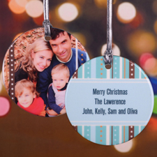Polka And Stripe Personalised Photo Porcelain Ornament