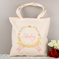 Pink Floral Frame Personalised Tote For Wedding