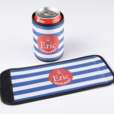 Blue Stripe Personalised Can And Bottle Wrap