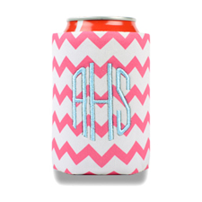 Hot Pink Chevron Personalised Embroidery Can Cooler