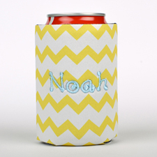 Lemon Chevron Embroidery Personalised Can Cooler