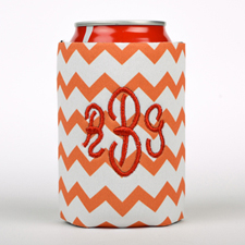 Orange Chevron Embroidery Personalised Can Cooler