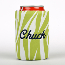 Lime Zebra Embroidery Personalised Can Cooler