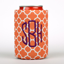 Orange Clover Embroidery Personalised Can Cooler