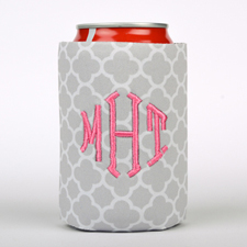 Grey Clover Embroidery Personalised Can Cooler