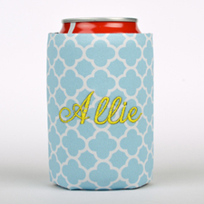 Aqua Clover Embroidery Personalised Can Cooler