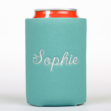 Peacock Monogrammed Personalised Embroidered Can Cooler