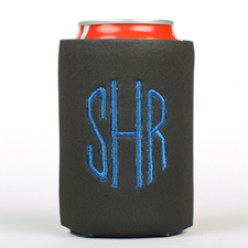 Black Monogrammed Personalised Embroidered Can Cooler