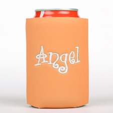 Orange Monogrammed Personalised Embroidered Can Cooler
