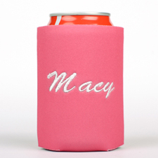 Hot Pink Monogrammed Personalised Embroidered Can Cooler