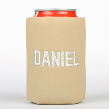 Beige Monogrammed Personalised Embroidered Can Cooler
