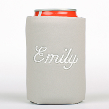 Grey Monogrammed Personalised Embroidered Can Cooler