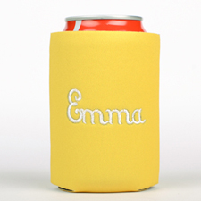 Yellow Monogrammed Personalised Embroidered Can Cooler