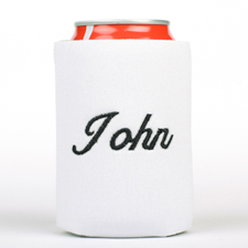 White Monogrammed Personalised Embroidered Can Cooler