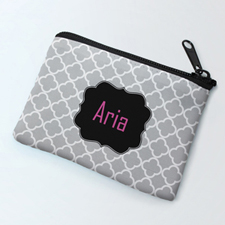 Grey Clover Black Personalised Coin Purse