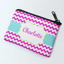Pink Chevron Personalised Coin Purse