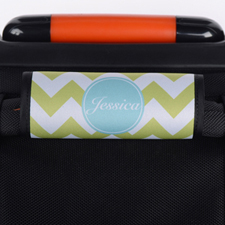 Lime Chevron Aqua Personalised Luggage Handle Wrap