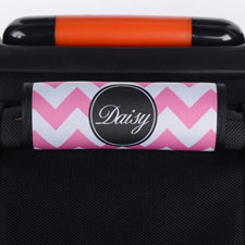 Pink Chevron Black Personalised Luggage Handle Wrap