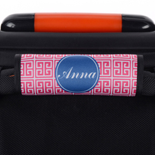 Pink Navy Greek Key Personalised Luggage Handle Wrap