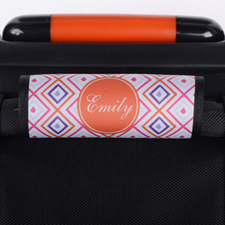 Pink Orange Ikat Personalised Luggage Handle Wrap