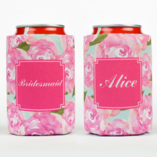 Watercolour Rose Personalised Can Cooler