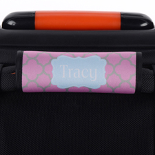 Pink Grey Clover Personalised Luggage Handle Wrap