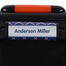 Blue Orange Quatrefoil Personalised Luggage Handle Wrap