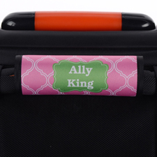 Pink Quatrefoil Green Personalised Luggage Handle Wrap