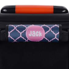 Navy Pink Quatrefoil Personalised Luggage Handle Wrap