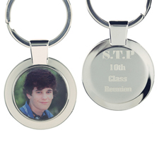 Personalised Photo And Engraved Back Metal Round Keychain