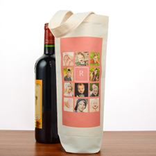 Hot Pink Collage Personalised Cotton Wine Tote Bag