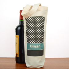Polka Dot Personalised Cotton Wine Tote Bag