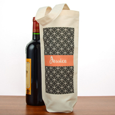 Geometric Pattern Personalised Cotton Wine Tote Bag