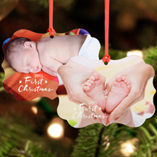 First Christmas Personalised Metal Ornament, White