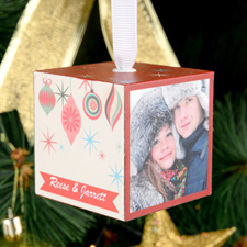 Merry Christmas Personalised Wooded Photo Cube 2