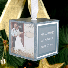 Wedding Personalised Wooded Photo Cube 2