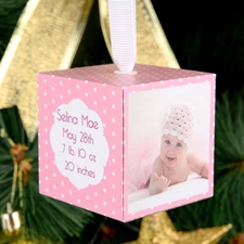 Baby Girl Personalised Wooded Photo Cube 2