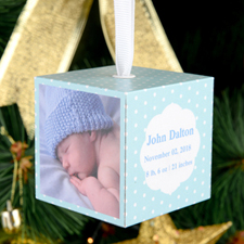 Baby Boy Personalised Wooded Photo Cube 2