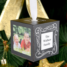 Scroll Personalised Wooded Photo Cube 2