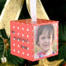 Red Star Personalised Wooded Photo Cube 2