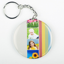 Rainbow Collage Personalised Button Keychain