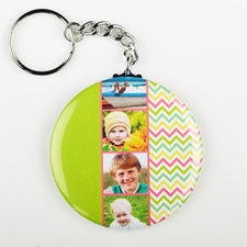 Chevron Collage Personalised Button Keychain